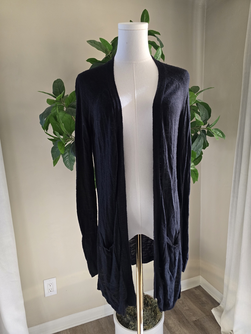 Mossimo Black Open Front Long Cardigan